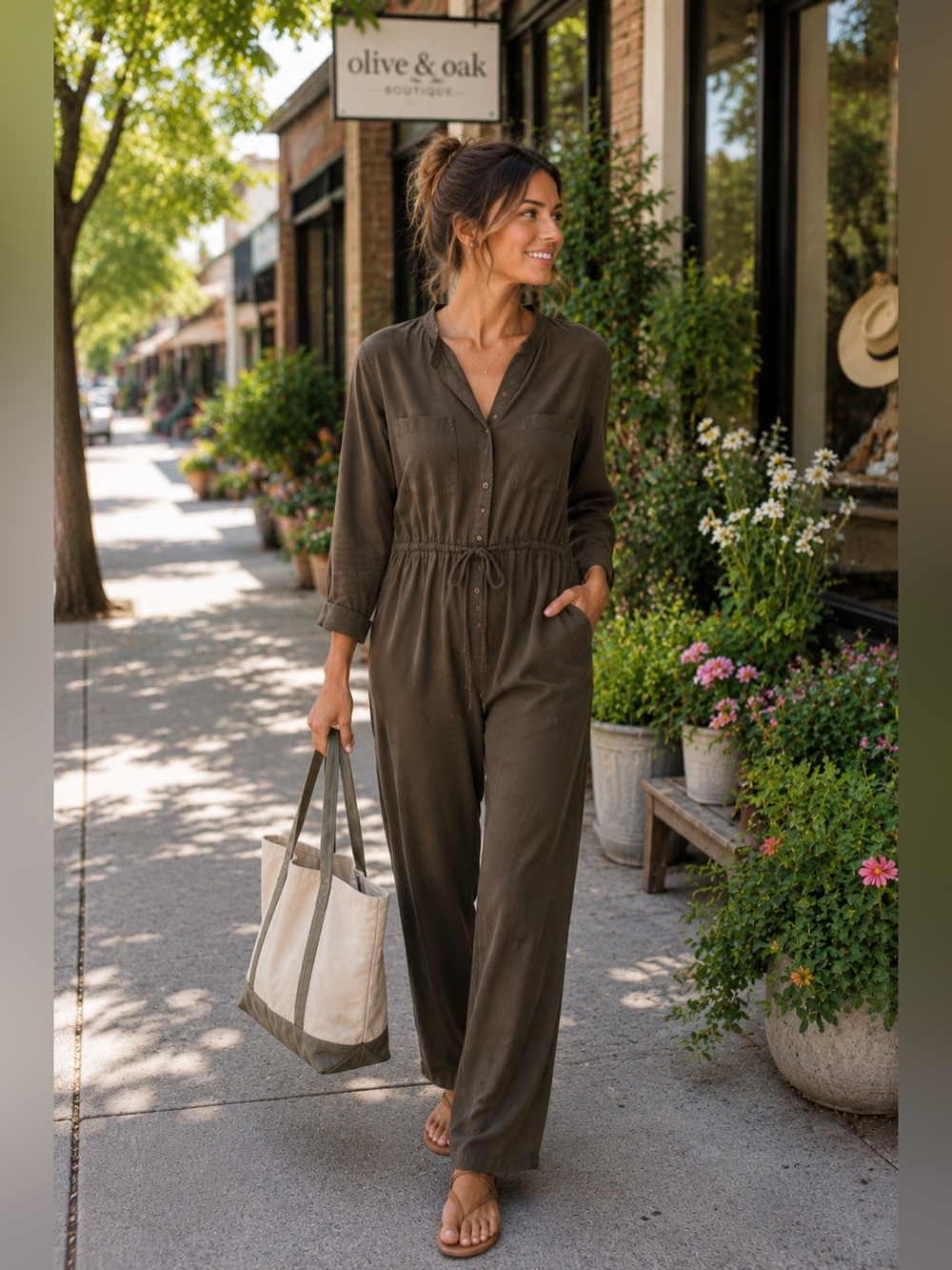 Old Navy Olive Green Utility Jumpsuit Size Medium